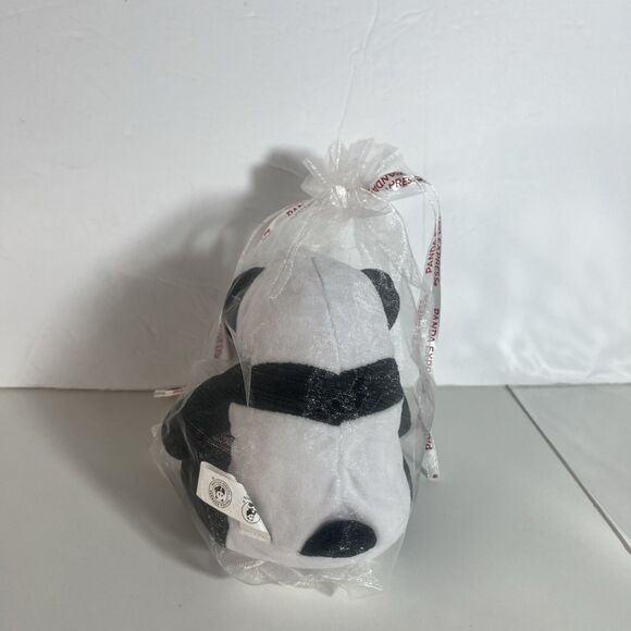 Panda Express Plush Bear Stuffed Animal Toy 2018 Black White 6" Sheer Bag - Picture 4 of 9